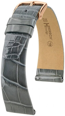 Kožený remienok Hirsch Prestige 02307130-7, šedý, aligátoria koža, Quick Release