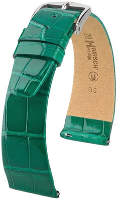 Kožený remienok Hirsch Prestige 02307140-2, zelený, aligátoria koža, Quick Release