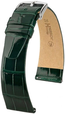 Kožený remienok Hirsch Prestige 02307141-2, zelený, aligátoria koža, Quick Release