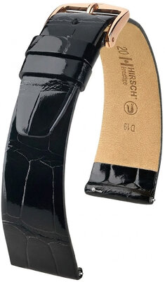 Kožený remienok Hirsch Prestige 02307150-7, čierny, aligátoria koža, Quick Release