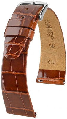 Kožený remienok Hirsch Prestige 02307170-2, hnedý, aligátoria koža, Quick Release