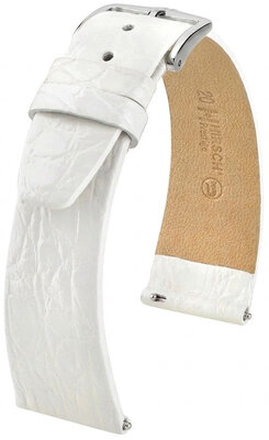 Kožený remienok Hirsch Prestige L 02208000-2, biely, krokodíla koža, dĺžka L, Quick Release