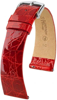 Kožený remienok Hirsch Prestige L 02208020-2, červený, krokodíla koža, dĺžka L, Quick Release