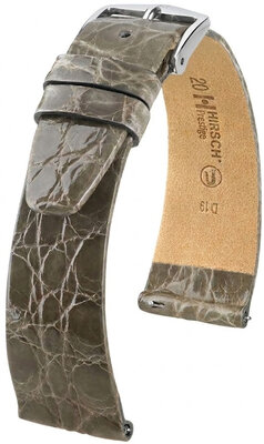 Kožený remienok Hirsch Prestige L 02208030-2, šedý, krokodíla koža, dĺžka L, Quick Release