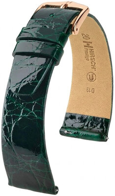 Kožený remienok Hirsch Prestige L 02208040-7, zelený, krokodíla koža, dĺžka L, Quick Release