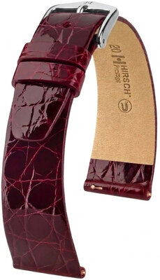 Kožený remienok Hirsch Prestige L 02208060-2, červený, krokodíla koža, dĺžka L, Quick Release