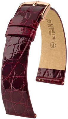 Kožený remienok Hirsch Prestige L 02208060-7, červený, krokodíla koža, dĺžka L, Quick Release