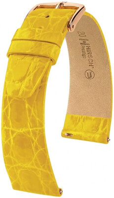 Kožený remienok Hirsch Prestige L 02208072-7, žltý, krokodíla koža, dĺžka L, Quick Release