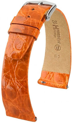 Kožený remienok Hirsch Prestige L 02208076-2, oranžový, krokodíla koža, dĺžka L, Quick Release