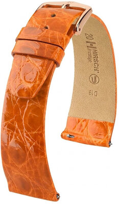 Kožený remienok Hirsch Prestige L 02208076-7, oranžový, krokodíla koža, dĺžka L, Quick Release