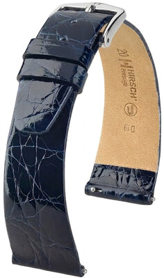 Kožený remienok Hirsch Prestige L 02208080-2, modrý, krokodíla koža, dĺžka L, Quick Release