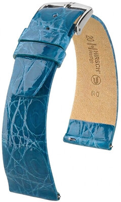 Kožený remienok Hirsch Prestige L 02208083-2, modrý, krokodíla koža, dĺžka L, Quick Release
