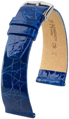 Kožený remienok Hirsch Prestige L 02208085-2, modrý, krokodíla koža, dĺžka L, Quick Release