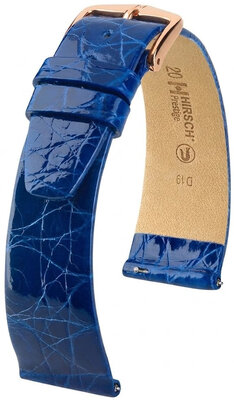 Kožený remienok Hirsch Prestige L 02208085-7, modrý, krokodíla koža, dĺžka L, Quick Release