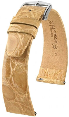 Kožený remienok Hirsch Prestige L 02208090-2, béžový, krokodíla koža, dĺžka L, Quick Release