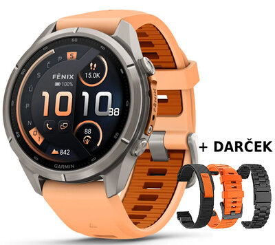 Garmin Fenix 9 Pro AMOLED 43mm, inReach, Titanium Shell Pink/Autumn Orange