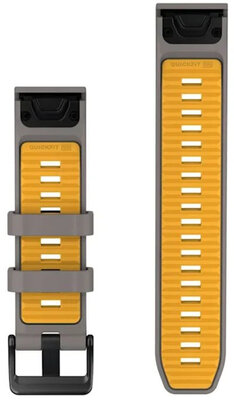 Silikonový řemínek Garmin 22mm, Silver Gray/Yellow Flare, QuickFit, 010-14507-02