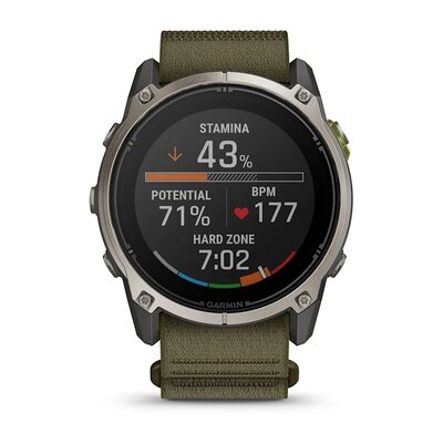 (SK) Garmin Enduro 4 Titanium, Dark Olive ComfortFit Nylon Band