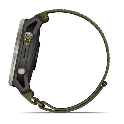(SK) Garmin Enduro 4 Titanium, Dark Olive ComfortFit Nylon Band