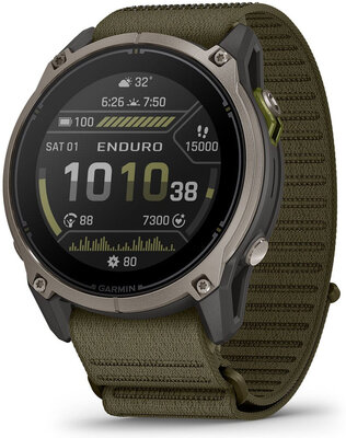 (SK) Garmin Enduro 4 Titanium, Dark Olive ComfortFit Nylon Band