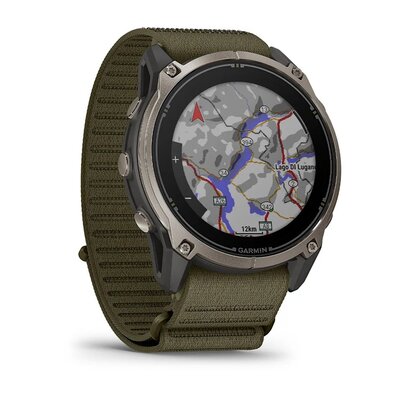 (SK) Garmin Enduro 4 Titanium, Dark Olive ComfortFit Nylon Band