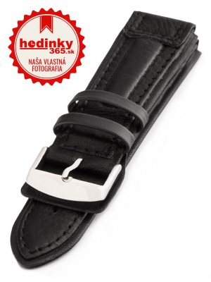 Unisex kožený čierny remienok k hodinkám W-55-A