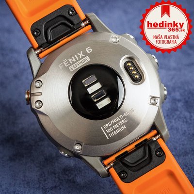 Garmin Fenix 6 PRO Sapphire, Titanium/Orange Band (MAP/Music)