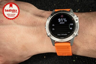 Garmin Fenix 6 PRO Sapphire, Titanium/Orange Band (MAP/Music)