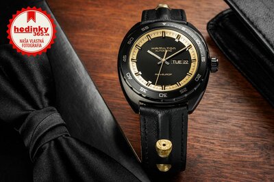 Hamilton American Classic Pan Europ Black & Gold Automatic H35425730 + NATO strap