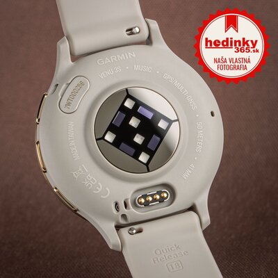 Garmin Venu 3S Cream Gold / French Gray Case, Sand Leather Band (+ náhradný remienok)