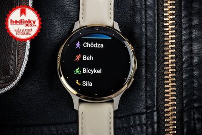 Garmin Venu 3S Cream Gold / French Gray Case, Sand Leather Band (+ náhradný remienok)