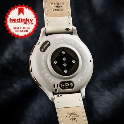 Garmin Venu 3S Cream Gold / French Gray Case, Sand Leather Band (+ náhradný remienok)