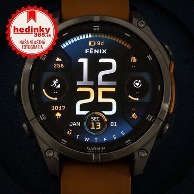 Garmin Fenix 8 AMOLED 47 mm, Sapphire Titanium Graphite Spark Orange Band