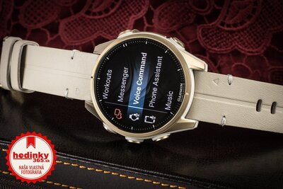 Garmin Fenix 8 AMOLED 43 mm, Sapphire Soft Gold Stainless Steel Fog Gray Limestone Leather Band (Premium) (+ náhradný remienok)