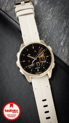 Garmin Fenix 8 AMOLED 43 mm, Sapphire Soft Gold Stainless Steel Fog Gray Limestone Leather Band (Premium) (+ náhradný remienok)