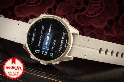 Garmin Fenix 8 AMOLED 43 mm, Sapphire Soft Gold Stainless Steel Fog Gray Limestone Leather Band (Premium) (+ náhradný remienok)